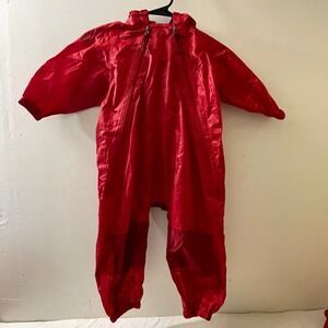 Tuffo Size 3T Kids Red Full Body Rain Suit Hooded Zip Up Outdoors